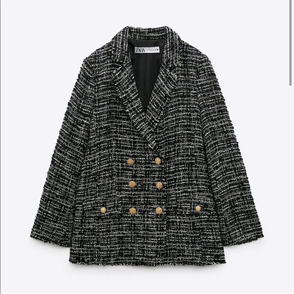 Zara double breasted textured blazer XL